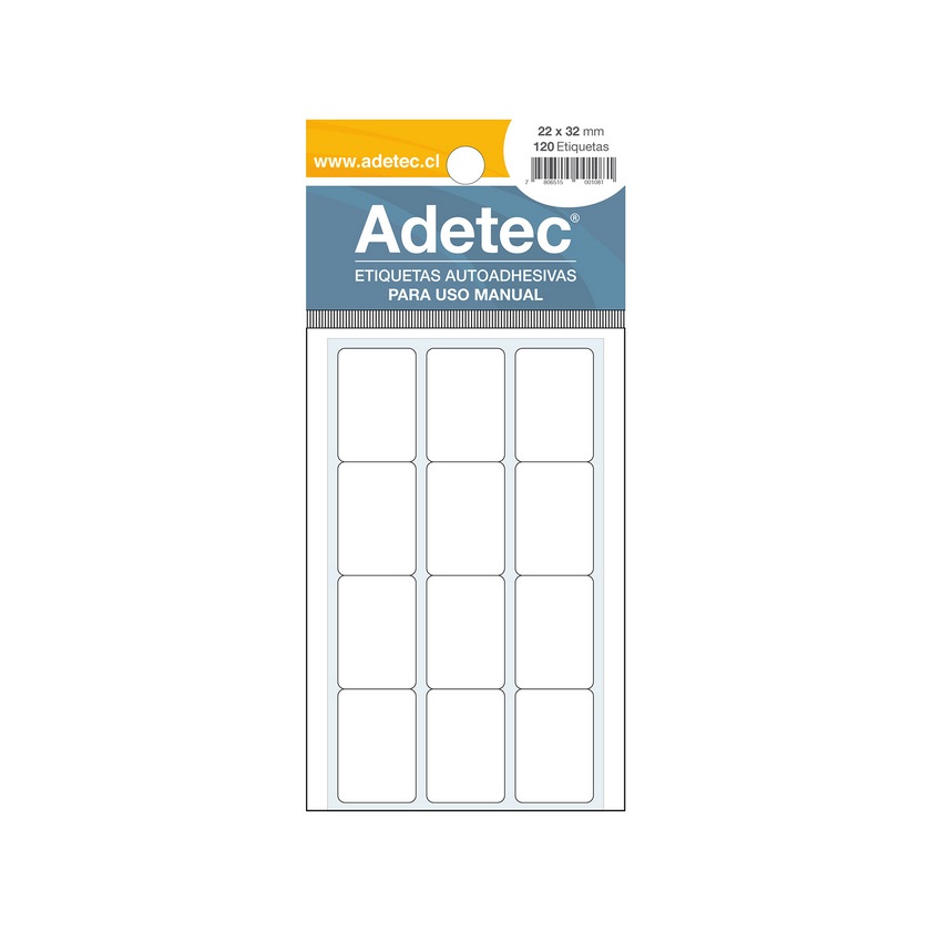 Etiqueta Autoadhesiva Adetec Rectangular 3.2 cm 2.2 cm Blanco