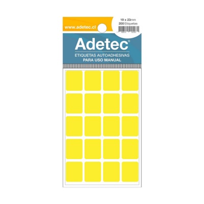 Etiqueta Manual Adetec Amarilla 19X23 mm 10 Hojas 200 Unidades