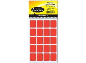 ETIQUETA MANUAL ROJA 19X23 MM 10 HJ 200 UN ADETEC