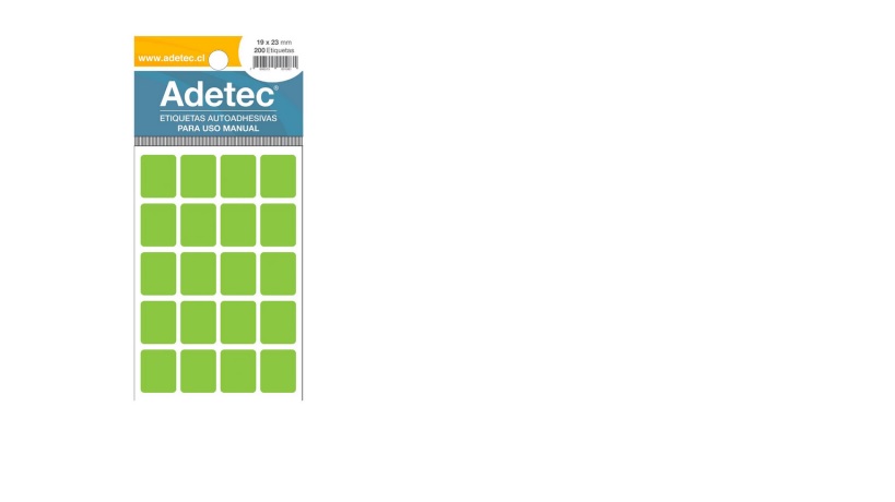 Etiqueta Manual Adetec Verde19X23 mm 10 Hojas 200 Unidades