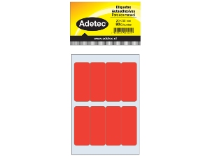 ETIQUETA MANUAL ROJA 20X50 MM 10 HJ 80 UN ADETEC