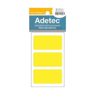 Etiqueta Manual Adetec Amarilla 35X70 mm 8 Hojas 30 Unidades