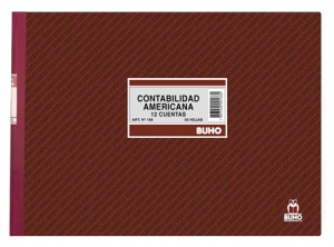 LIBRO CONTAB. AMERIC.12 CTAS. 50 HJ. BUHO 166