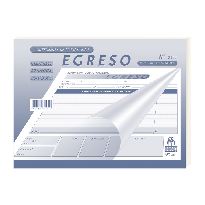 Formulario Buho Comprobante de Egreso 50 Hojas