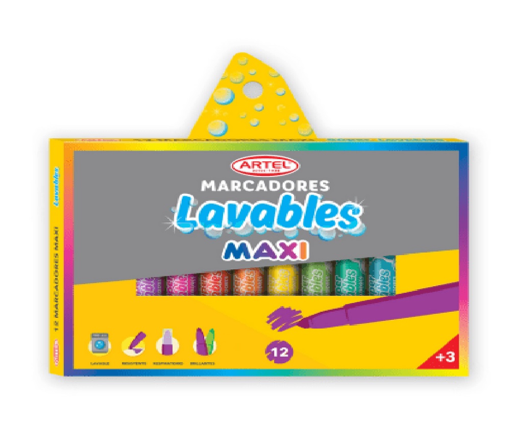 Plumón Jumbo Artel Lavable 12 Colores