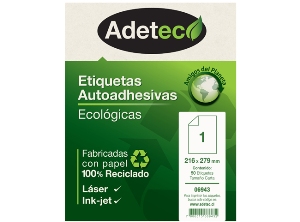 ETIQUETA ECO INKJET/LASER 216X279MM 50 HJ ADETEC