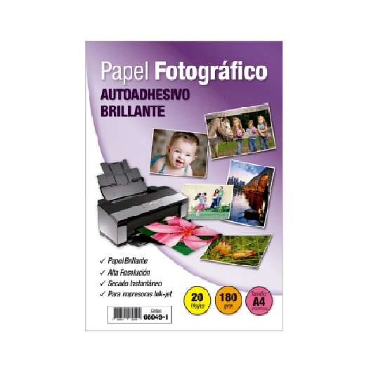 Papel Foto Autoadhesivo Adetec A-4 180 g 20 Hojas