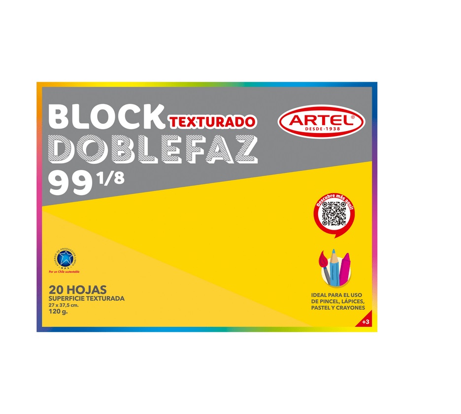 Block de Dibujo Artel 99 1/8 Doble Faz Texturado 20 Hojas