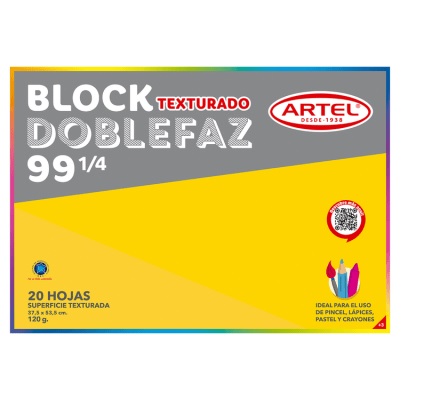 Block de Dibujo Artel 99 1/4 Doble Faz Texturado 20 Hojas