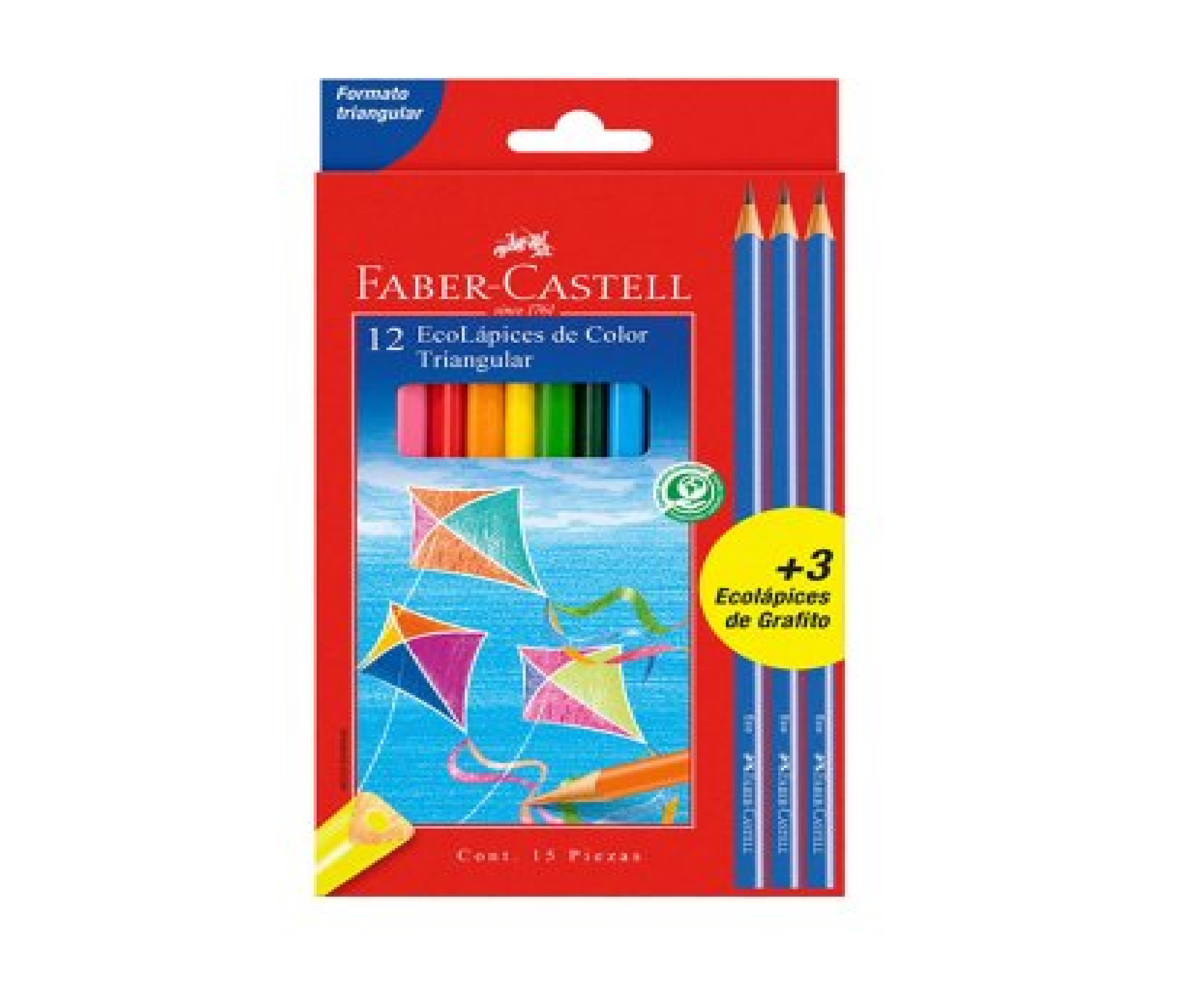 Lápices De Color Faber Castell Largo Triangular 12 Colores