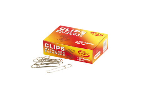 CLIPS METALICO 33MM ADIX PTA.REDONDA 100 UND.