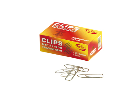 CLIPS METALICO 31MM ADIX PTA.TRIANGULAR 100 UN.