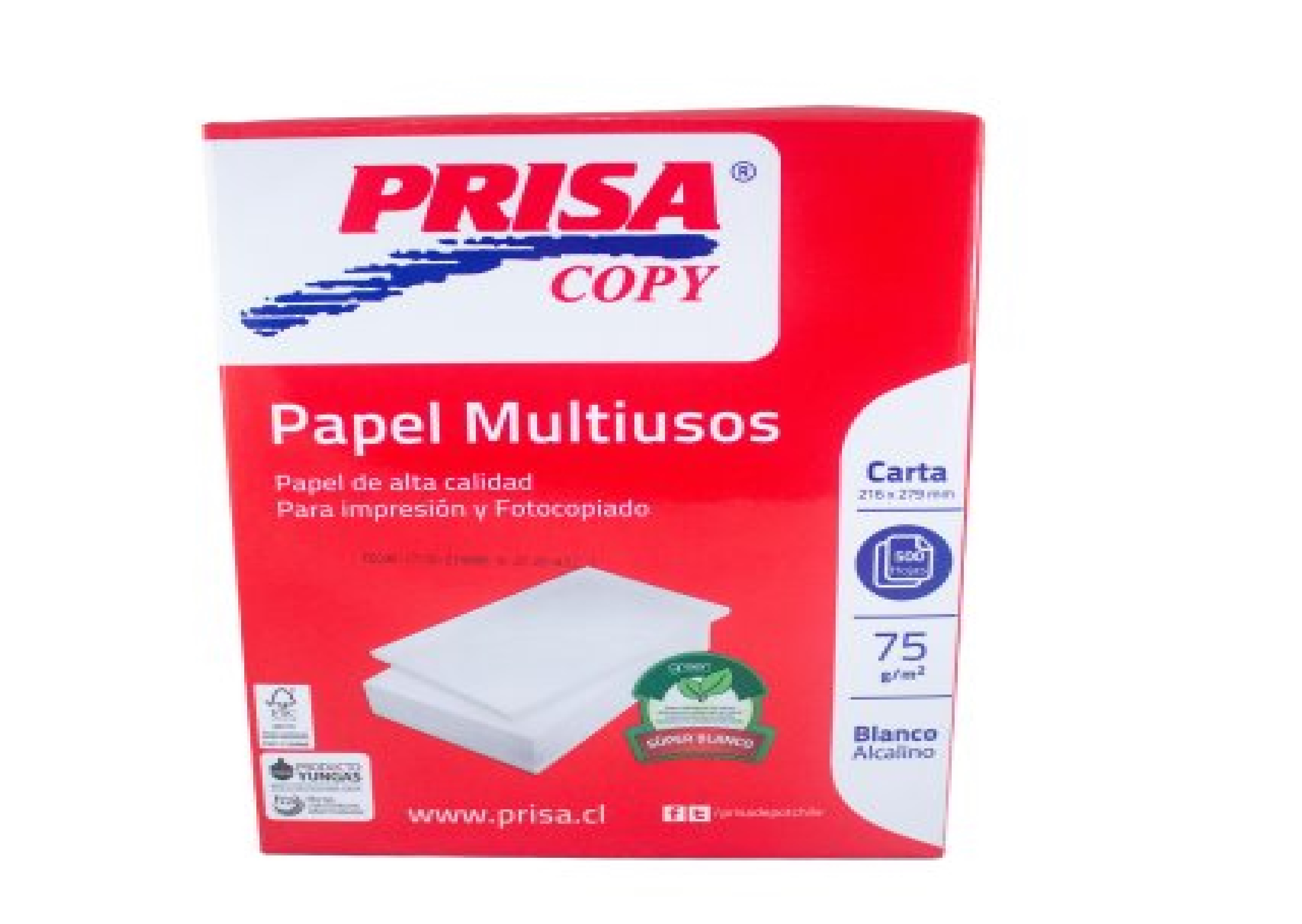 CAJA 5 RESMA PAPEL FOTOCOPIA PRISA CARTA 75 G 500 HOJAS