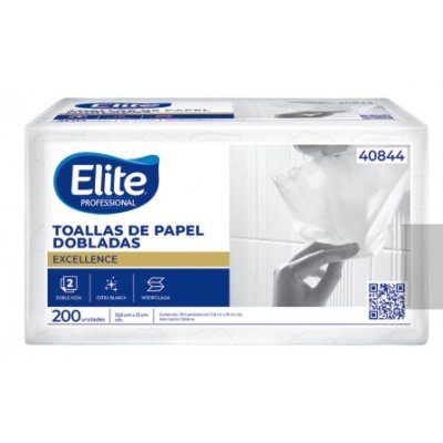 Toalla de Papel Elite Interfoliada Clinic 200 Unidades Doble Hoja