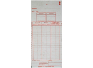 TARJETA RELOJ HESS MAY -ATR- 100 UNIDAD.