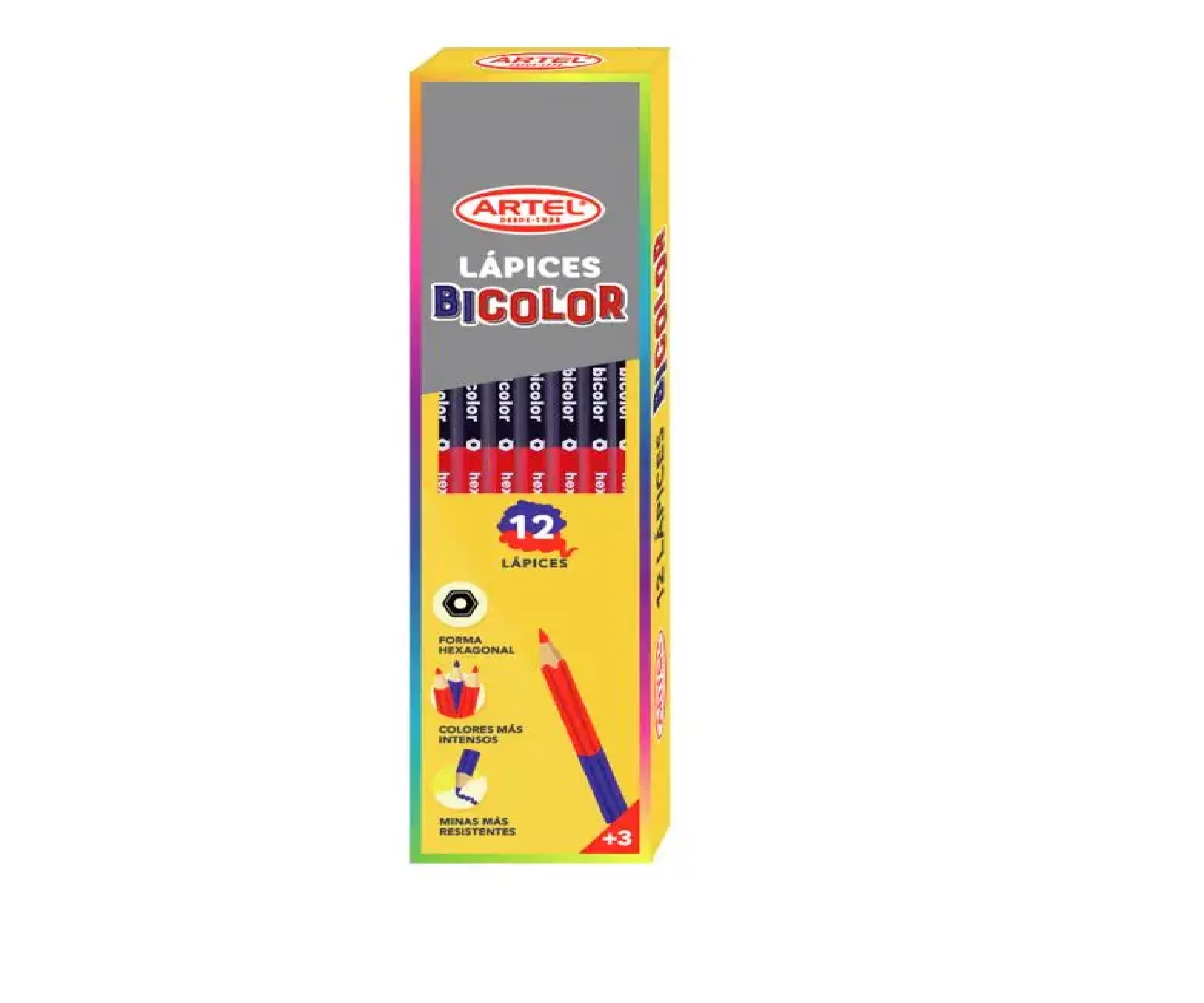 LAPICES BICOLOR AZUL/ROJO X 12. ARTEL HEXAGONAL