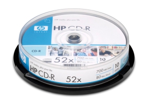 CD GRABABLE 10 UN. 700 MB 52X HP. TORTA