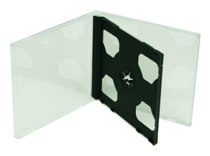 CAJA PORTA CD DOBLE C/BANDEJA NEGRA