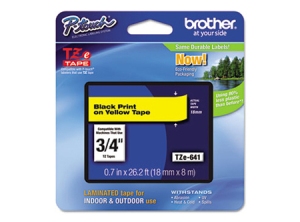 CINTA ROTULADORA BROTHER TZ-641 NG/AMARILLO 18MM