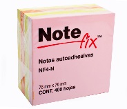 NOTAS ADHESIVAS 3M NOTEFIX 654 CUBO NEON 76X76 MM