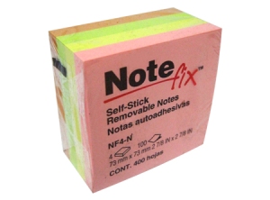 NOTAS ADHESIVAS 3M NOTEFIX 654 CUBO NEAN 76X76 MM