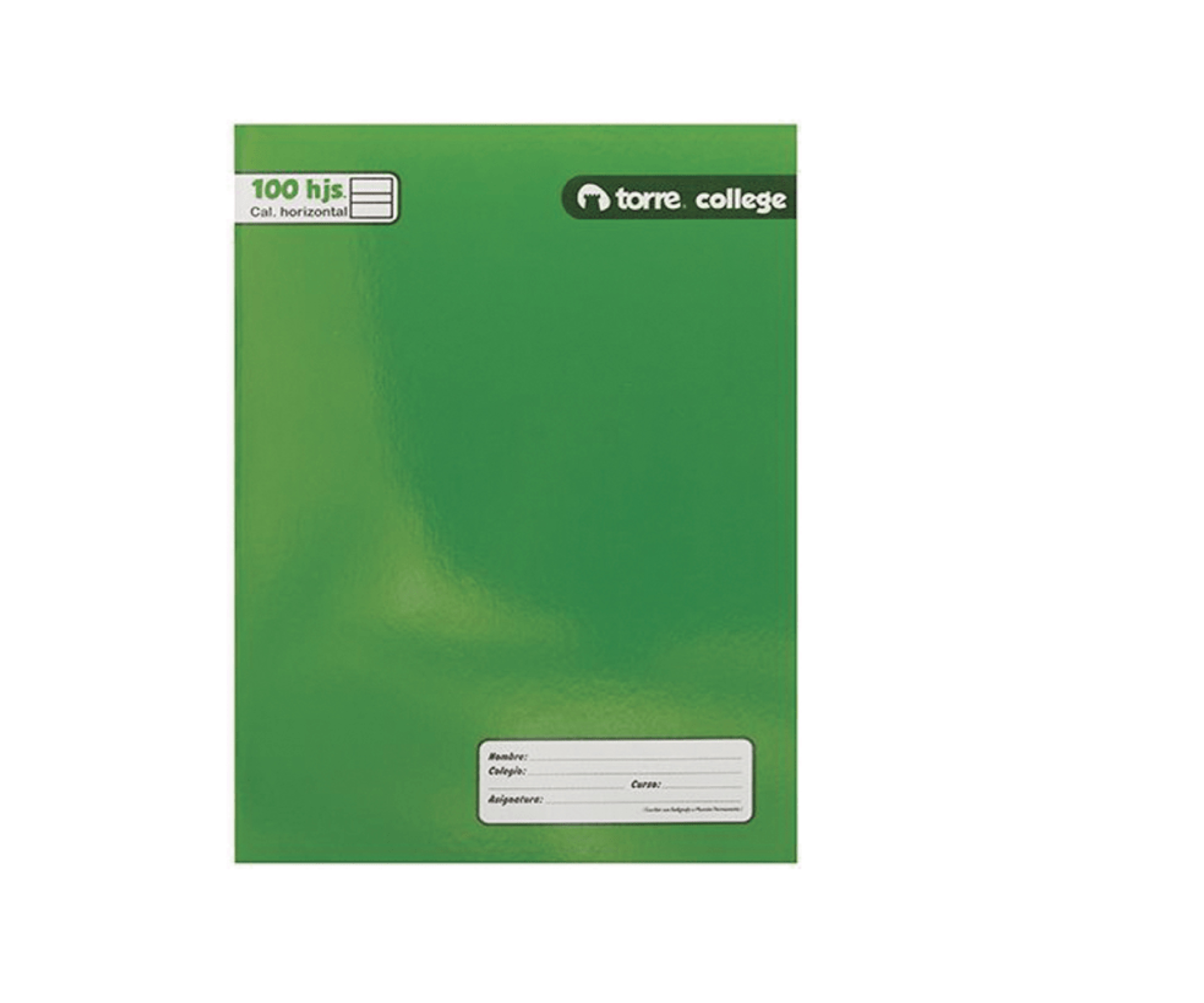 Cuaderno College Torre Caligrafía Horizontal Liso 100 Hojas