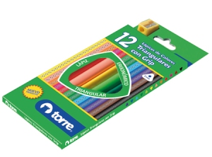 LAPIZ COLOR 12UN. LARGO TRIANGULAR GRIP TORRE