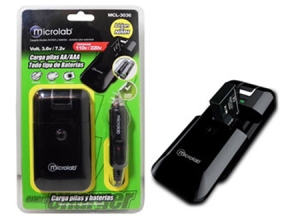 CARGADOR MICROLAB /PILAS CAMARAS/CELULAR/CONEXAUTO