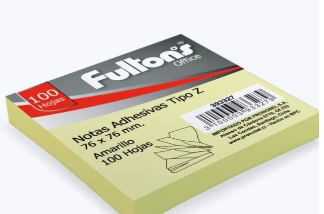 NOTA ADHESIVA POP-UP 654 76 X 76 MM 100 HOJAS AMARILLO PASTEL FULTONS