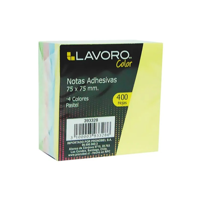 NOTA ADHESIVA TIPO POSI-IT FULTONS CUBO PASTEL 400 HOJAS 76X76 MM
