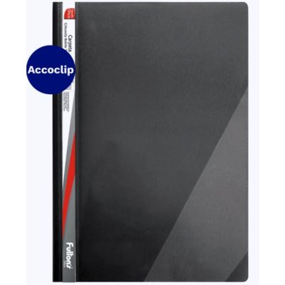 CARPETA VINIL OFICIO NEGRO CON ACCOCLIP  Y BOLSILLO  FULTONS