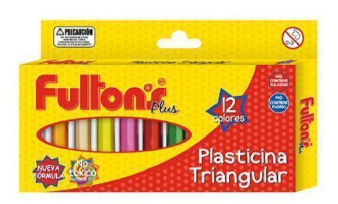 PLASTICINA FULTONS TRIANGULAR 12 COLORES CON BANDEJA
