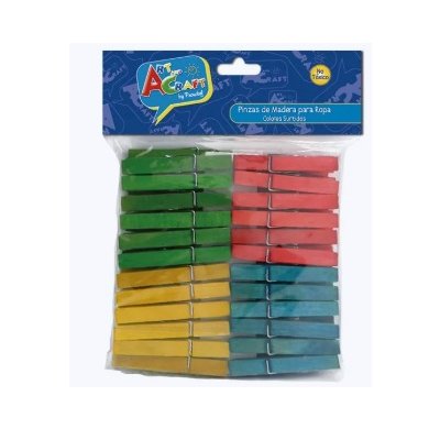 PINZAS PARA ROPA MADERA COLORES SURTIDOS 24