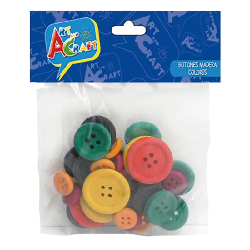 BOTONES MADERA COLORES Y TAMANOS SURTIDOS PRECIO X 30 UNIDADES