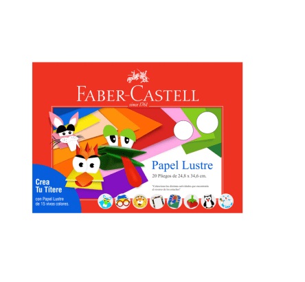 PAPEL LUSTRE FABER-CASTELL CARPETA ARTE 24.8X34.6 CM SURTIDOS 20 PLIEGOS