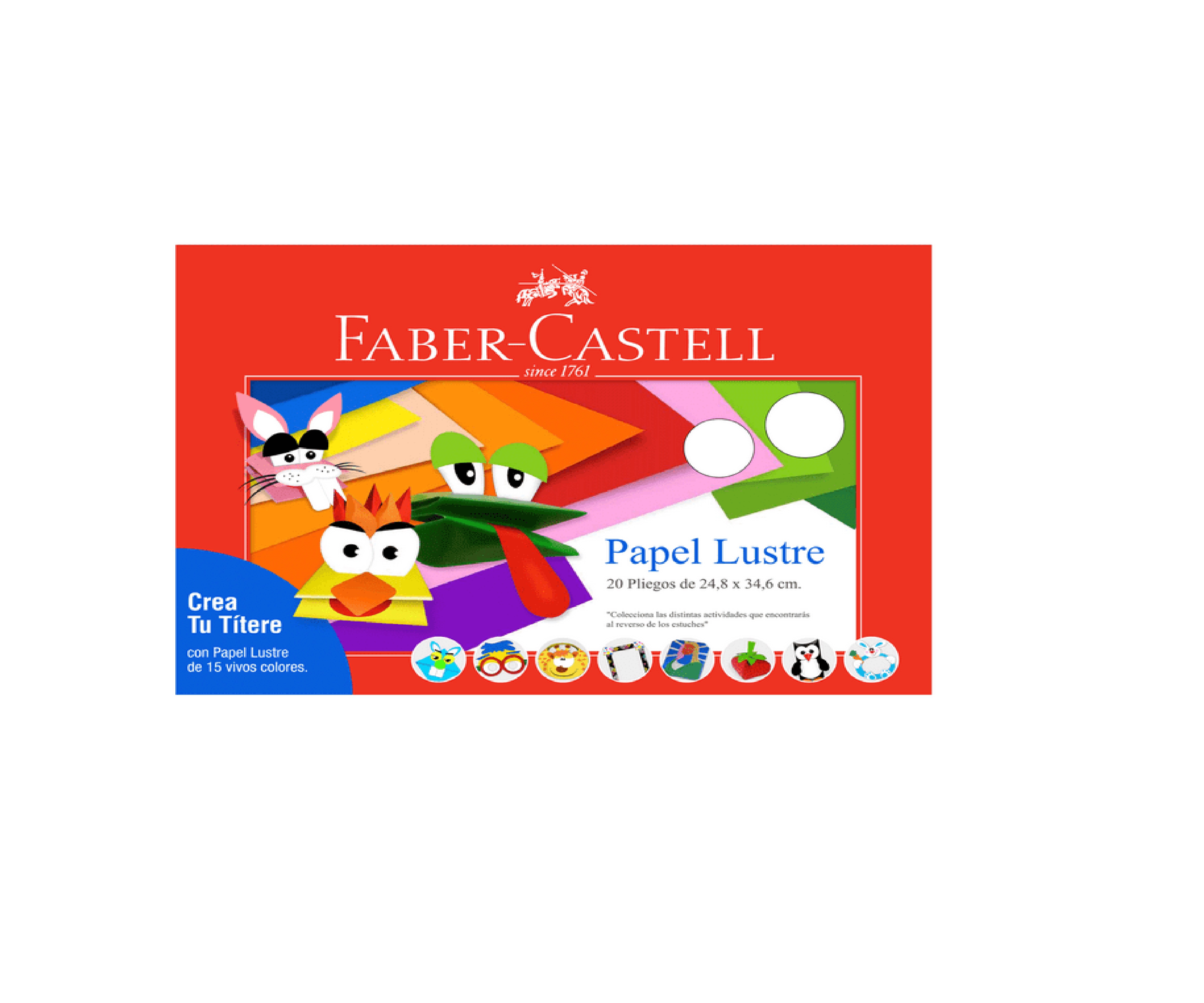 PAPEL LUSTRE FABER-CASTELL CARPETA ARTE 24.8X34.6 CM SURTIDOS 20 PLIEGOS