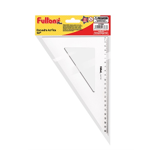 ESCUADRA ACRILICA BISELADA FULTONS 60 22 CM PRECIO X UNIDAD