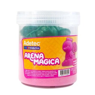 Arena Mágica Adetec +5 Moldes Color Rosado 450 G