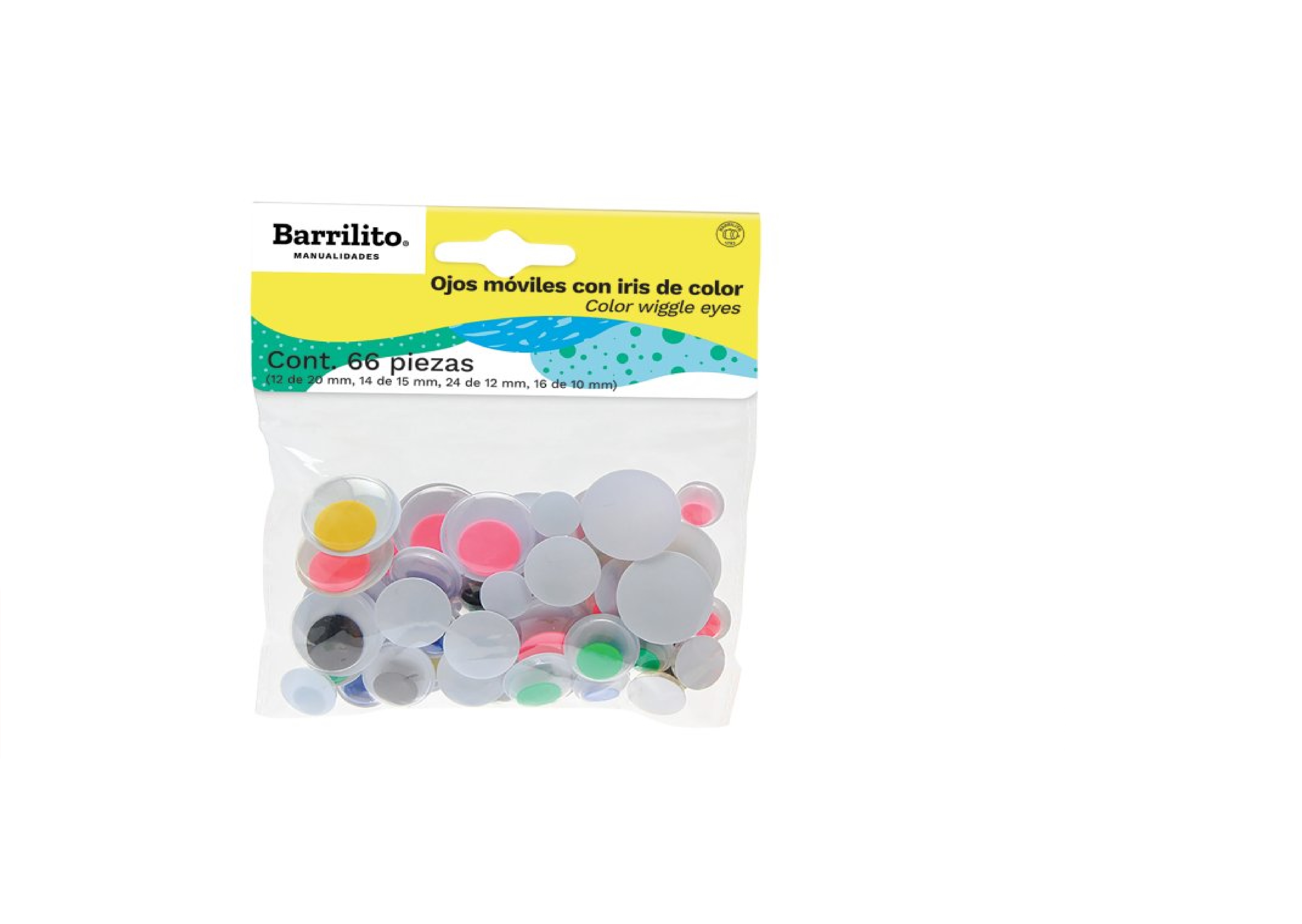 Ojitos Surtidos Barrilito Con Iris de Color Paquete de 66 Unidades