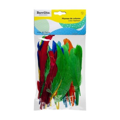 Plumas Barrilito Pequeñas Colores Surtidos Paquete de 60 Unidades