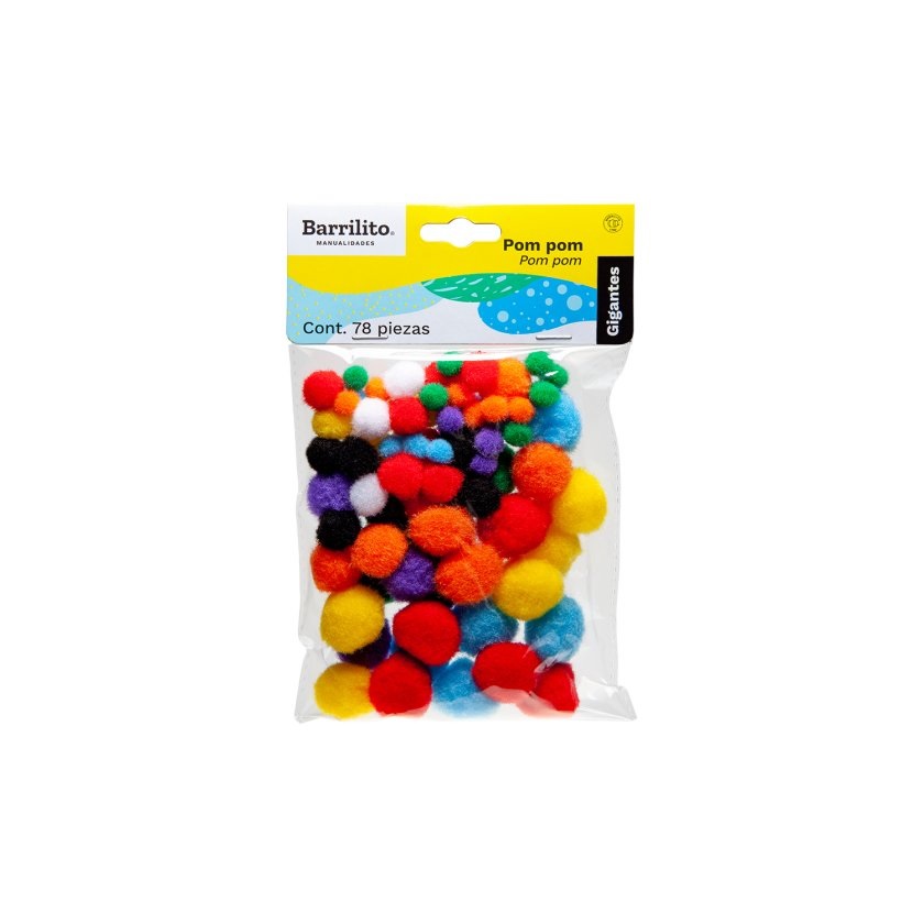 Pom Pom Barrilito Mix Surtidos Paquete de 78 Unidades