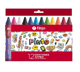 Lápiz Cera Filgo Pinto Jumbo 12 Colores
