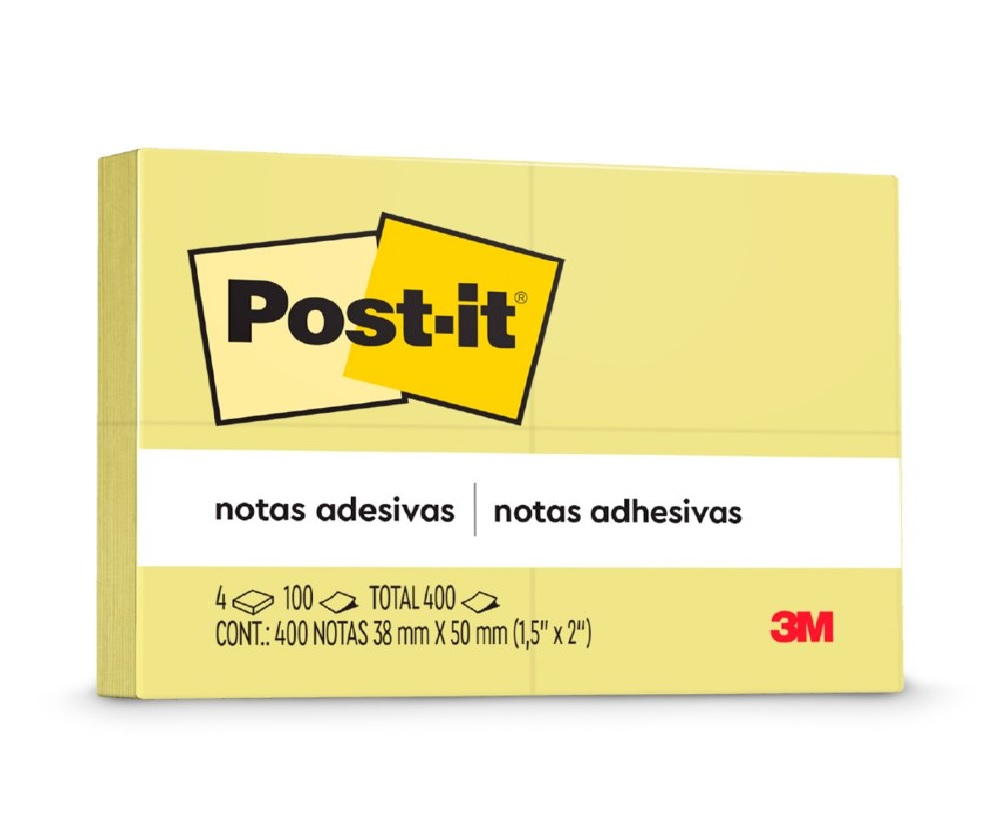 Notas Adhesivas 3M Post-It Amarillo 38x50 mm 400 Hojas