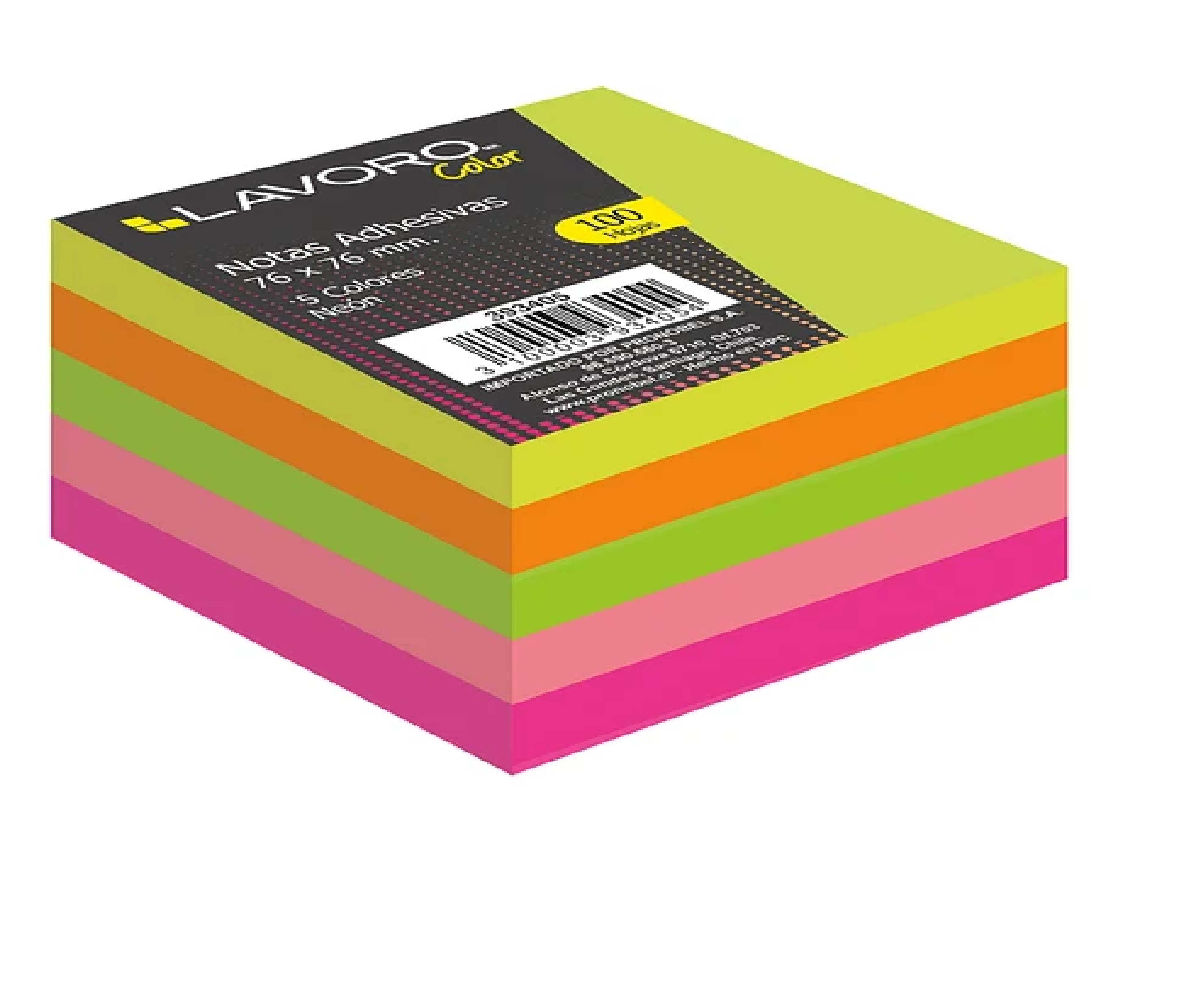 PACK 5 NOTAS ADHESIVAS POP UP NEON 100 HOJAS LAVORO