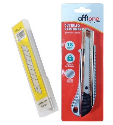 CUCHILLO CARTONERO OFFIONE GRANDE METALICO + REPUESTOS 10 UN