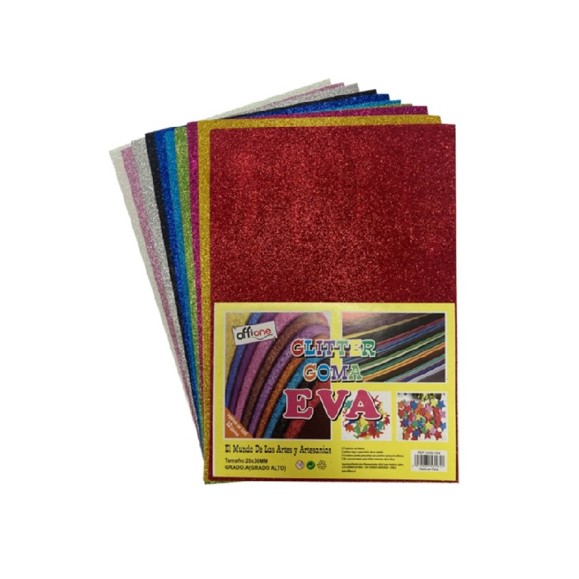 Goma Eva Offione Glitter Surtido 20x30 Cm Paquete de 10 Unidades