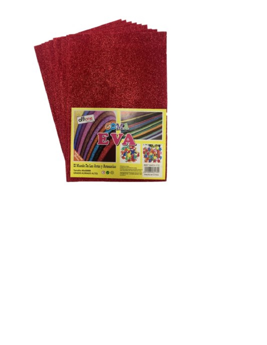 Goma Eva Offione Glitter Rojo 20x30 Cm Paquete de 10 Unidades