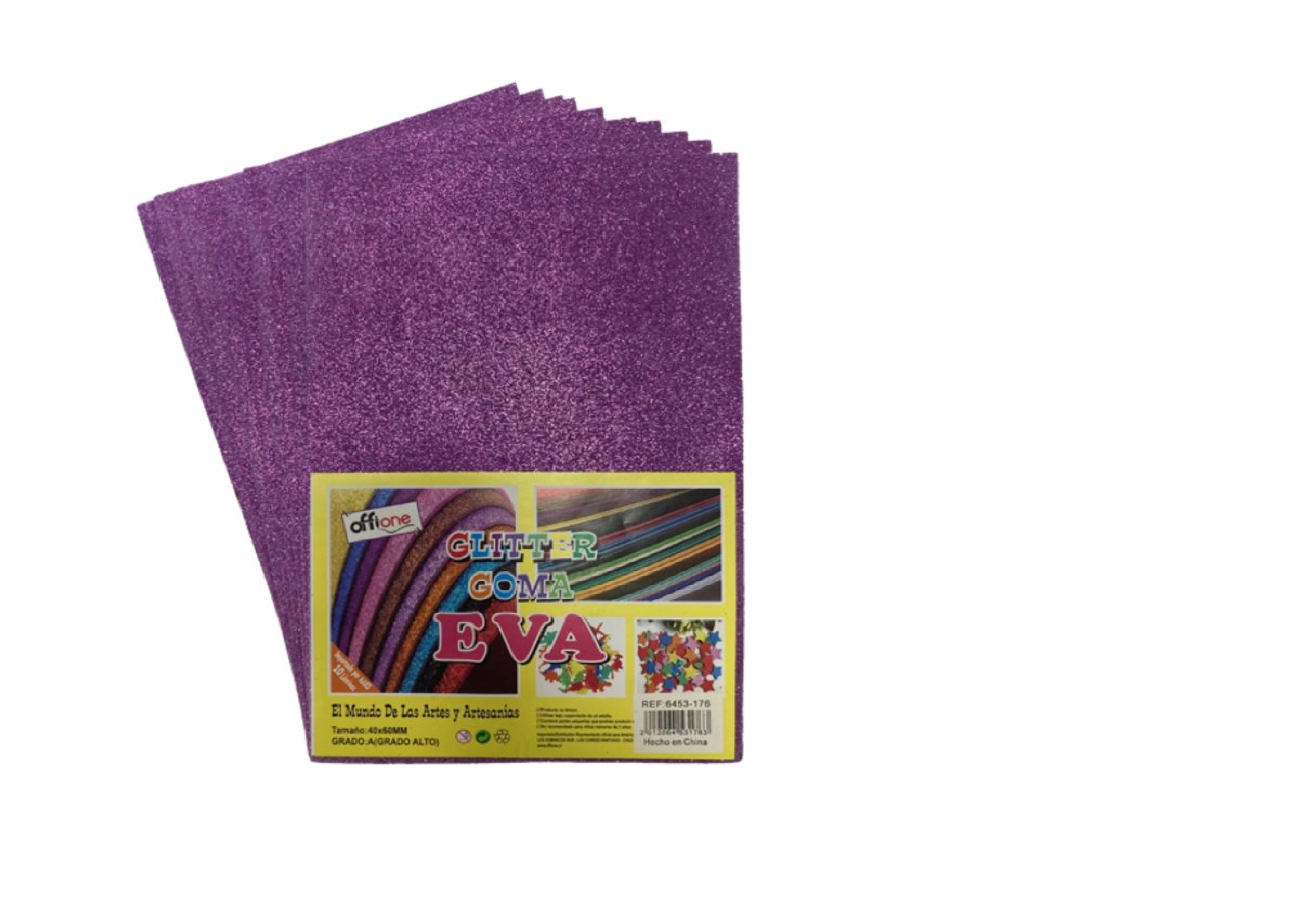 Goma Eva Offione Glitter Violeta 20x30 Cm Paquete de 10 Unidades