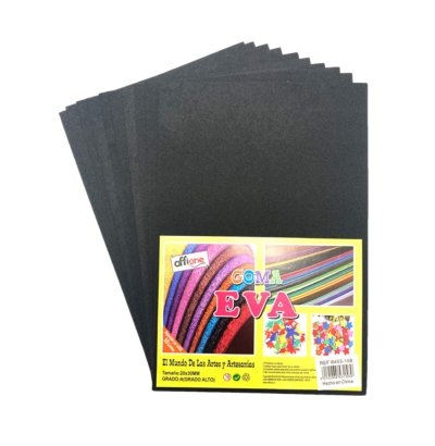 GOMA EVA OFFIONE NEGRO 40X60 CM PAQUETE DE 10 UNIDADES