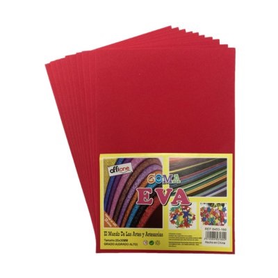 GOMA EVA OFFIONE ROJO 40X60 CM PAQUETE DE 10 UNIDADES